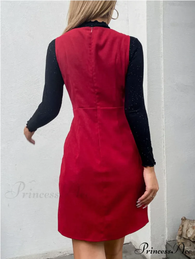 Contrast Stitching Fake Two-Piece Dress - Image 2