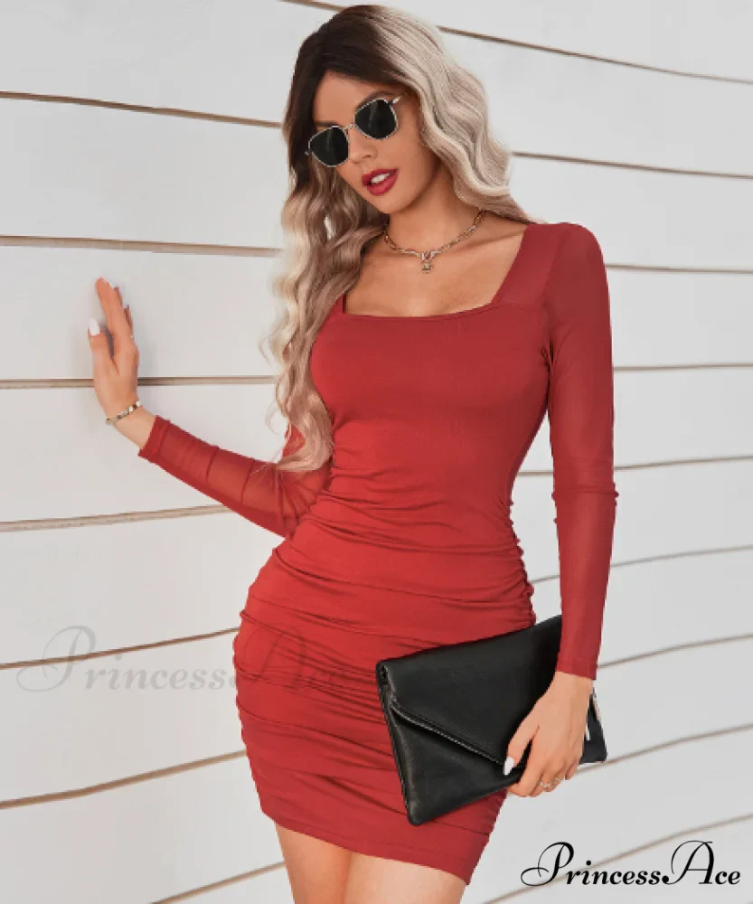 Square Collar Slim Hip Dress - Image 8