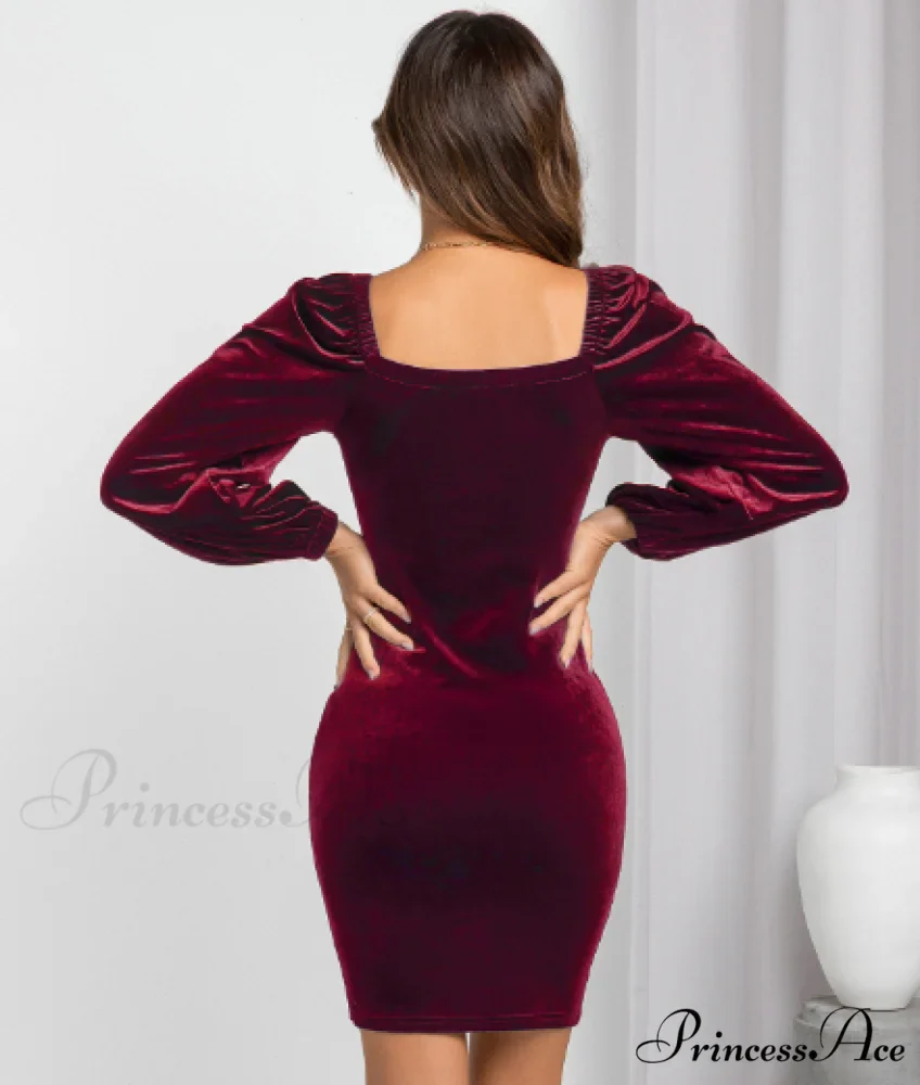 Fashion Slim Bag Hip Backless Skirt with Square Collar - Image 8