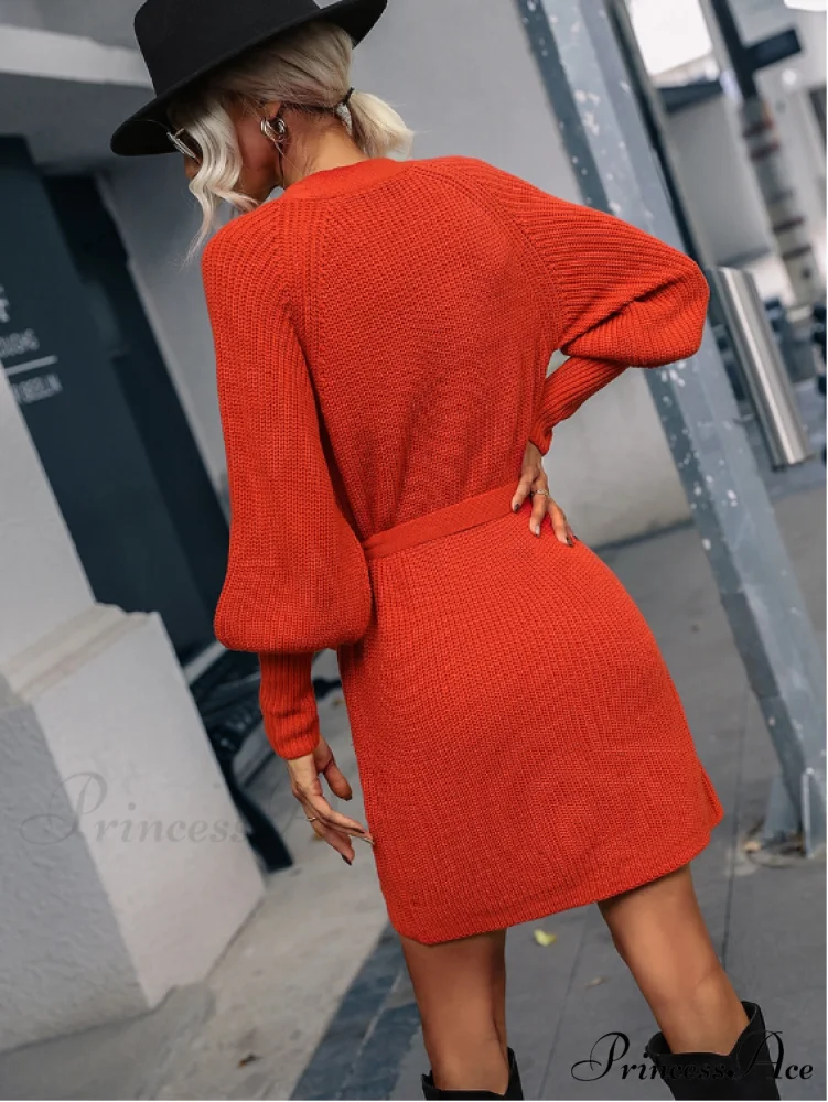 Winter Wrap Dress Women Long Sleeve Office Cardigan Tunic Solid Color - Image 9