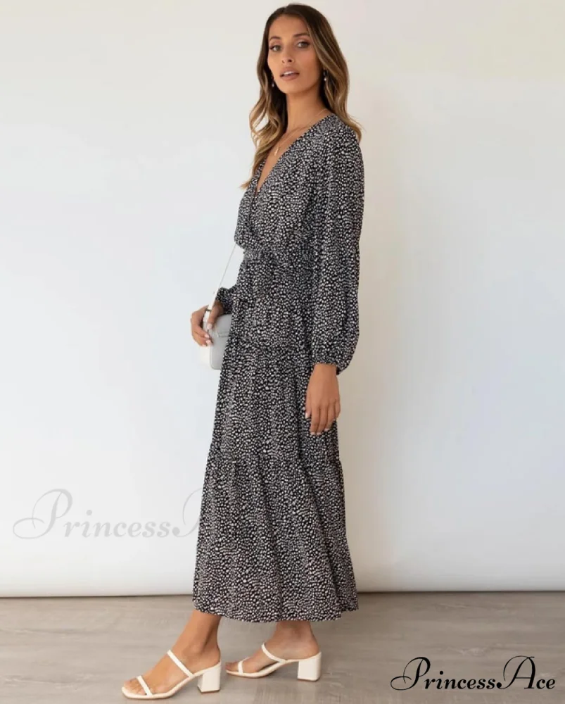 Vintage Floral Print Long Sleeve Maxi Dress for Women - Autumn/Winter Casual Style - Image 2