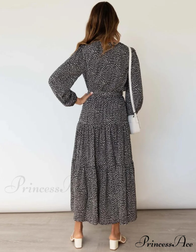 Vintage Floral Print Long Sleeve Maxi Dress for Women - Autumn/Winter Casual Style - Image 3