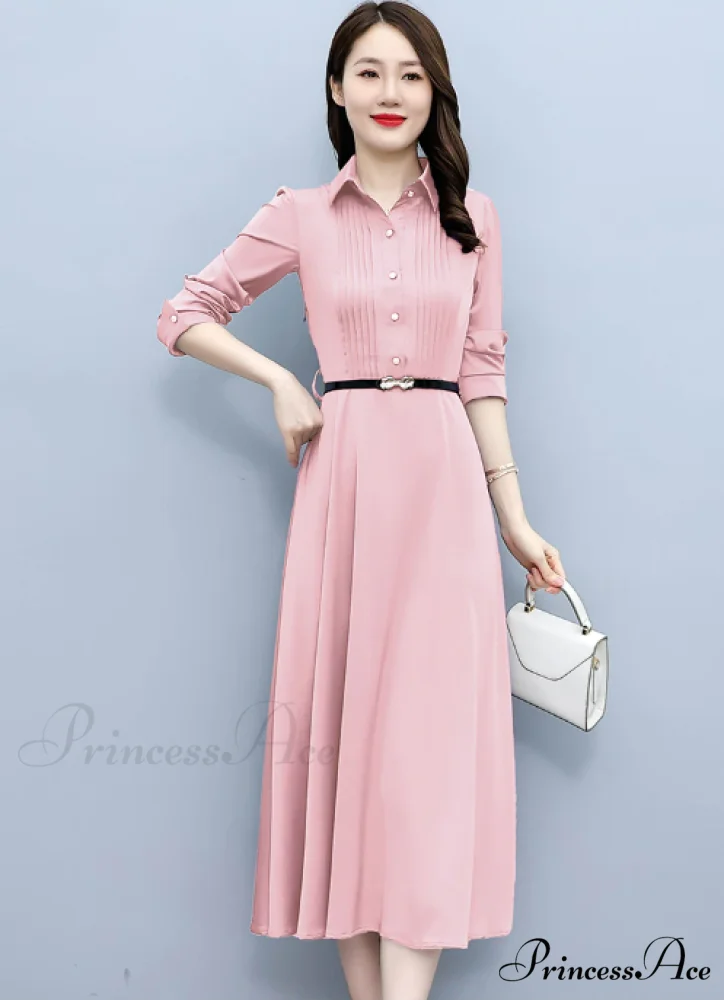 Elegant Pink Long Sleeve Prom Tunics Casual Party Evening Dresses - Image 4