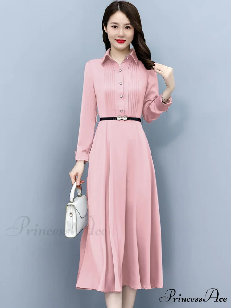 Elegant Pink Long Sleeve Prom Tunics Casual Party Evening Dresses - Image 5