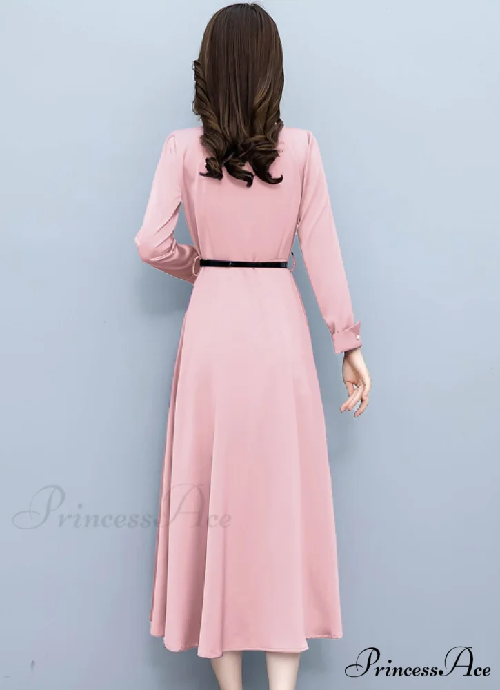 Elegant Pink Long Sleeve Prom Tunics Casual Party Evening Dresses - Image 6