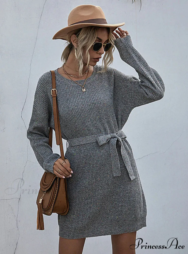 Tie-Up Loose Sweater Dress - Image 2