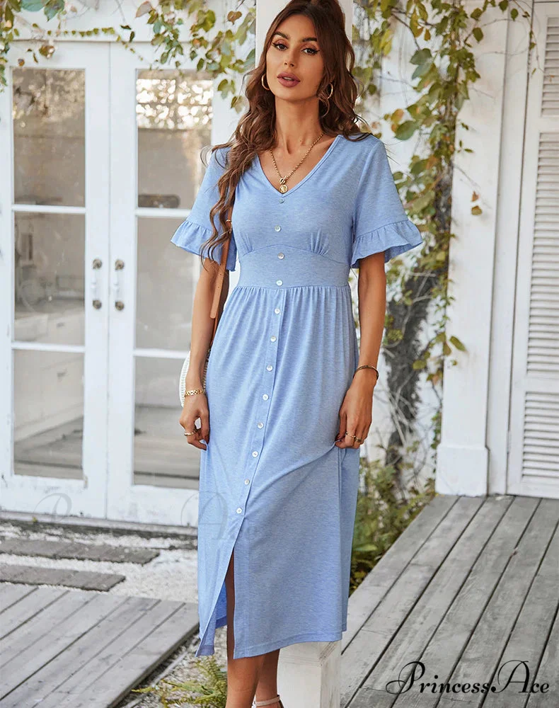 A-LINE DRESS - SOLID COLOR - Image 4