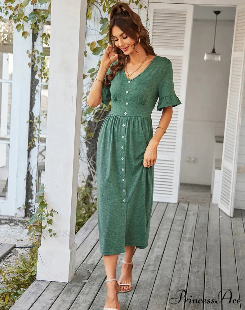 A-LINE DRESS - SOLID COLOR - Image 7