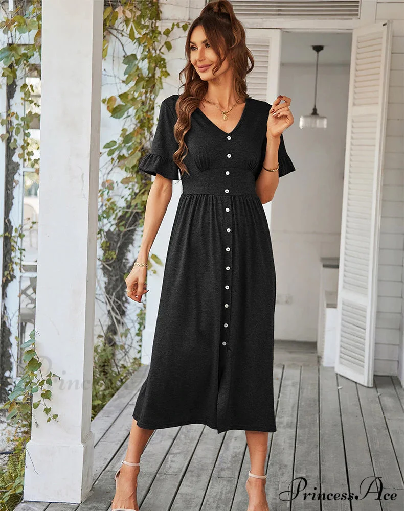 A-LINE DRESS - SOLID COLOR - Image 8