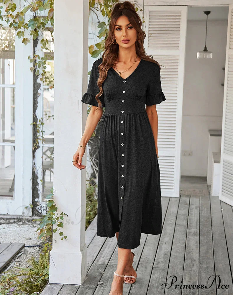 A-LINE DRESS - SOLID COLOR - Image 9