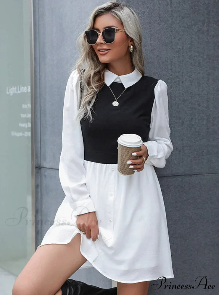 Lapel Stitching Long Sleeve Commuter Shirt - Image 2