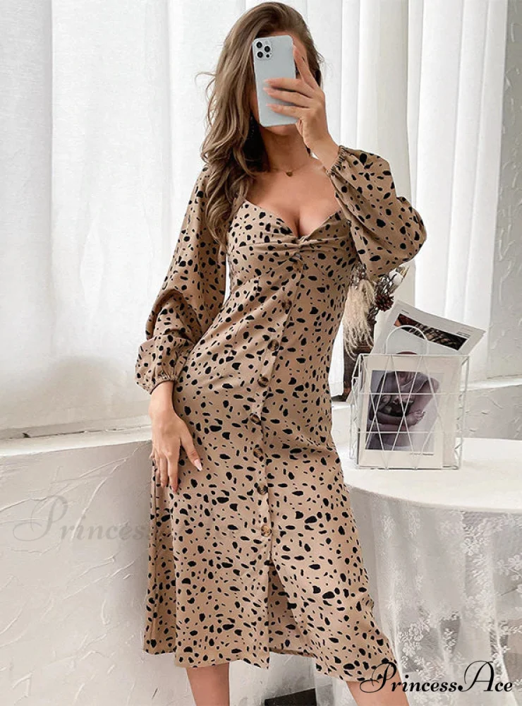 LEOPARD PRINT LONG SLEEVE DRESS - Image 2