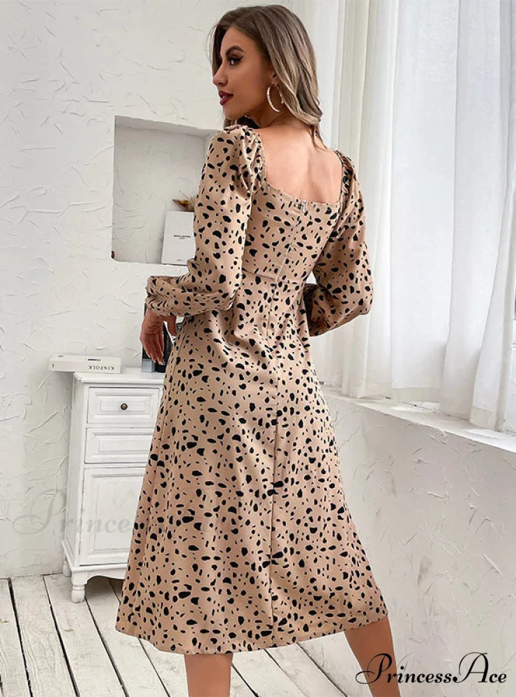 LEOPARD PRINT LONG SLEEVE DRESS - Image 3