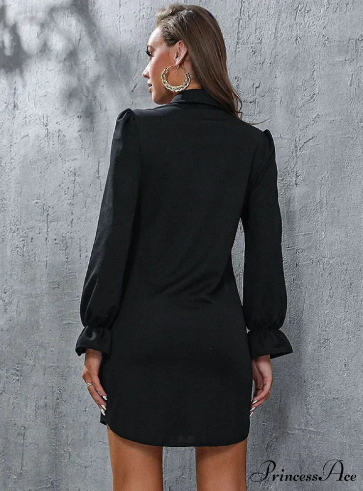LONG SLEEVE LAPEL SHIRT DRESS - Image 3