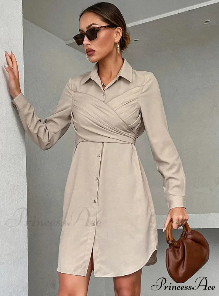 Long-Sleeved Cardigan Dress with Long Lapel - Image 2