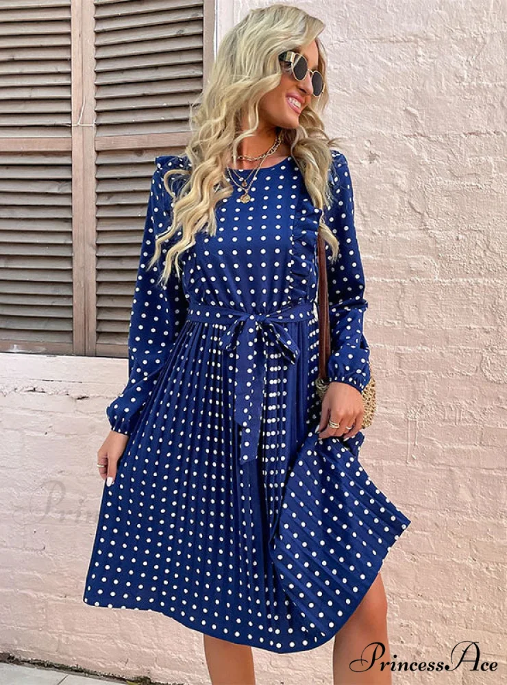 LOTUS LEAF POLKA DOT DRESS - LONG SLEEVE - Image 2