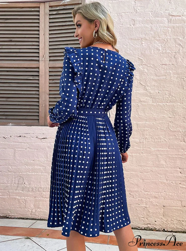 LOTUS LEAF POLKA DOT DRESS - LONG SLEEVE - Image 3