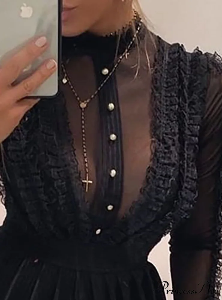 Casual Mini Dress - Women's Long Sleeve - Image 2