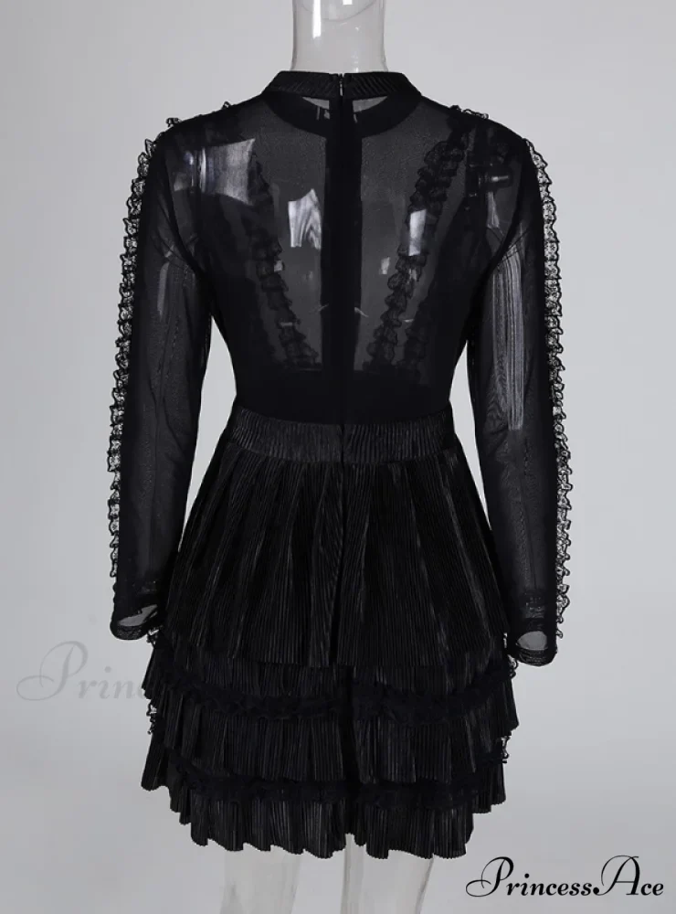 Casual Mini Dress - Women's Long Sleeve - Image 3