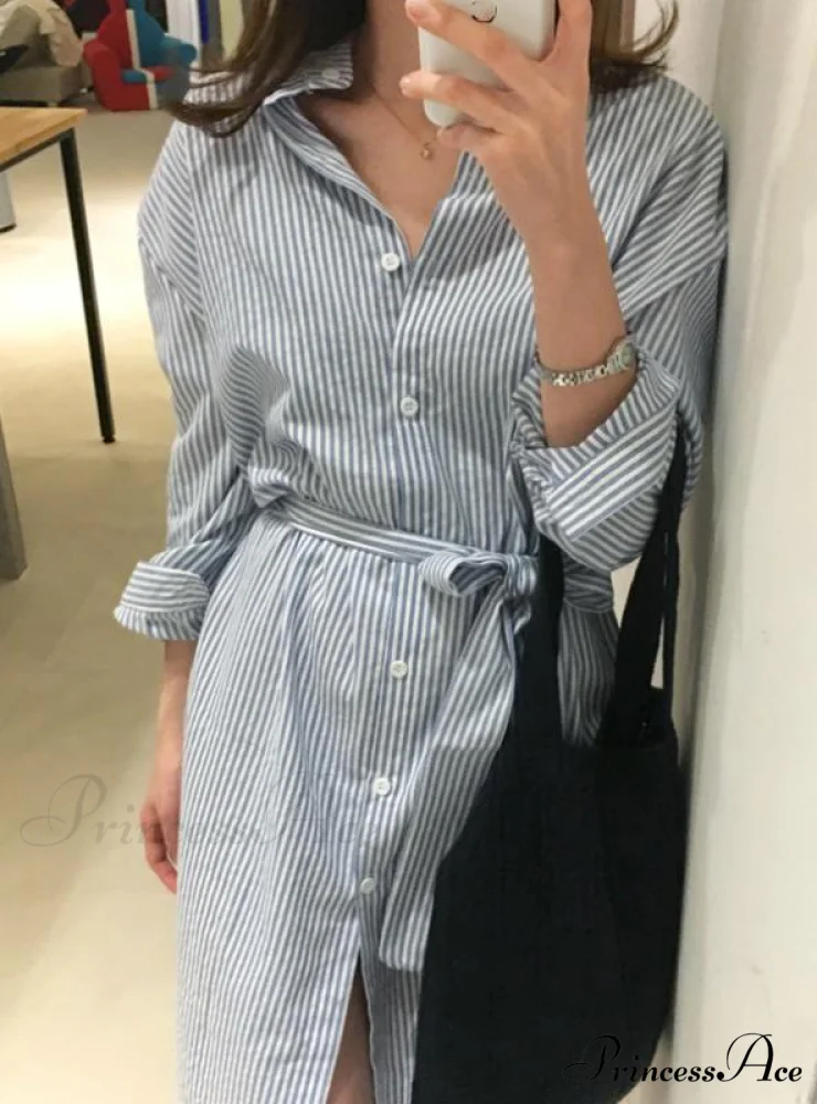 Cotton and Linen Lace Up Shirt Dress - Image 2