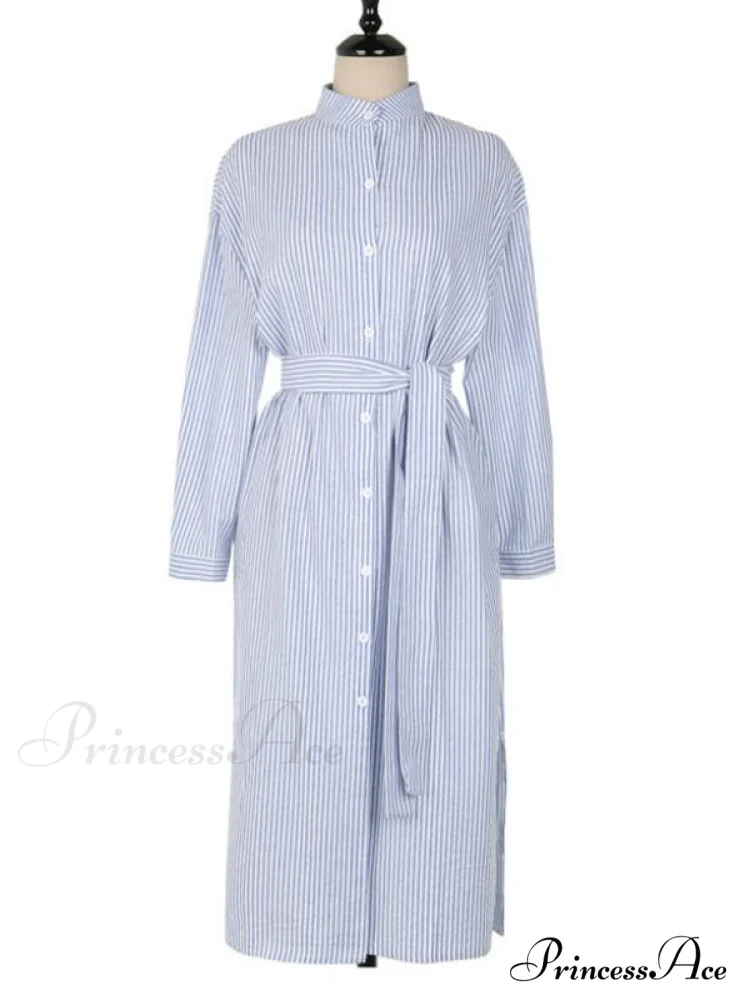 Cotton and Linen Lace Up Shirt Dress - Image 3