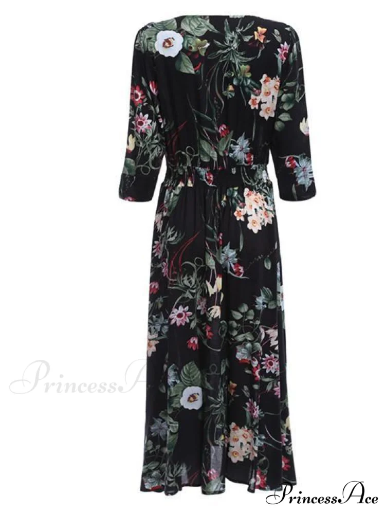 Bohemia Floral V Neck Maxi Dress - Image 3