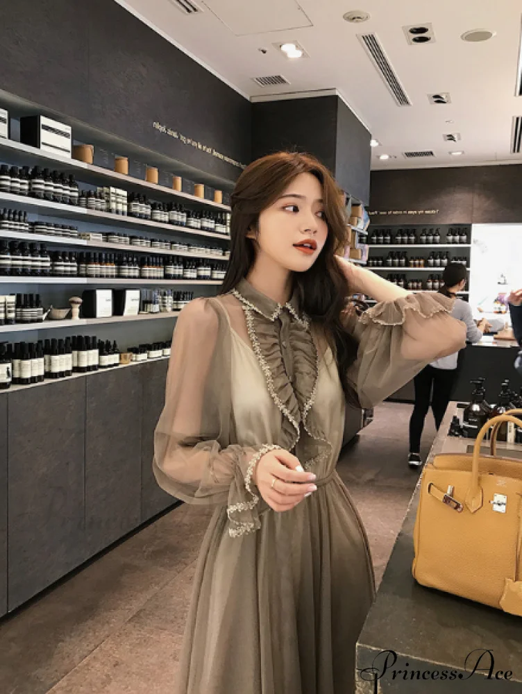 White Chiffon Summer Dress with Long Sleeves - Image 3