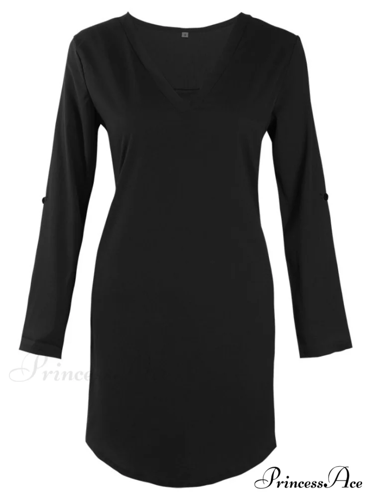 Elegant Plus Size Long Sleeve Irregular Chiffon Dress - Image 8