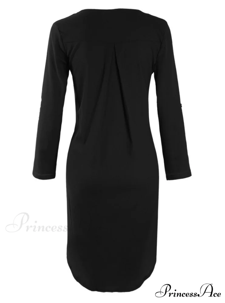 Elegant Plus Size Long Sleeve Irregular Chiffon Dress - Image 9