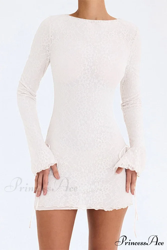 Lace Crew Neck Mini Dress - Image 6