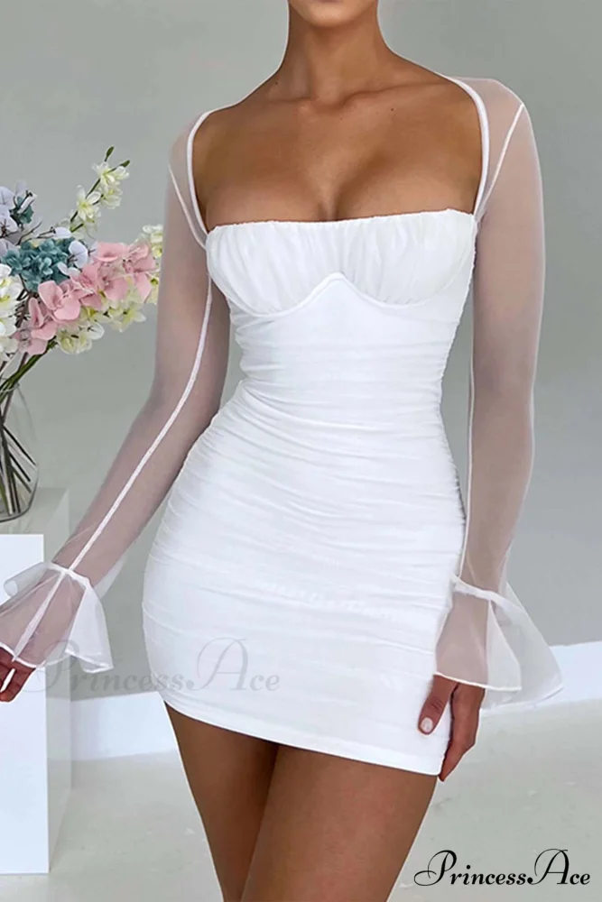 Patchwork Long Sleeve Mini Dress - Image 5