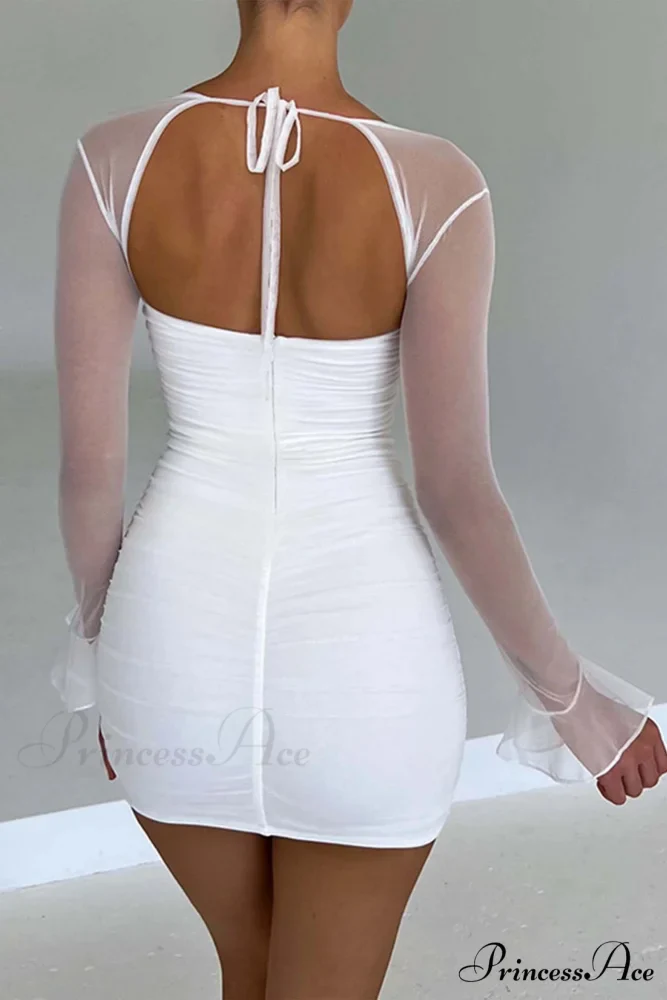 Patchwork Long Sleeve Mini Dress - Image 7