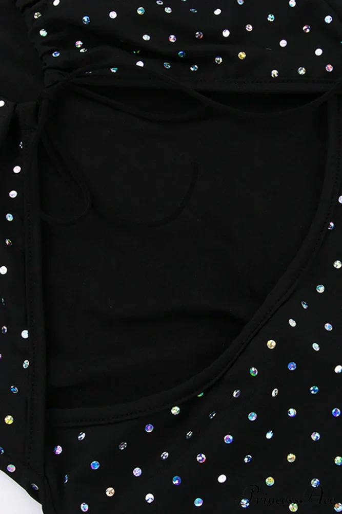 Rhinestone Mesh Cutout Dress - Image 11