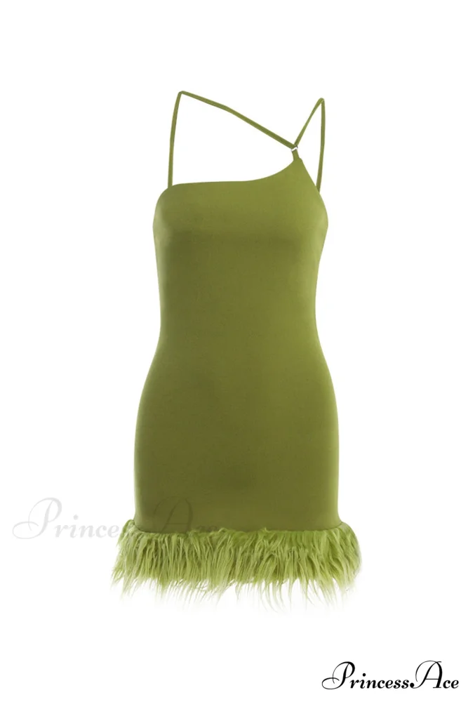 Asymmetrical Fuzzy Hem Mini Dress - Image 7
