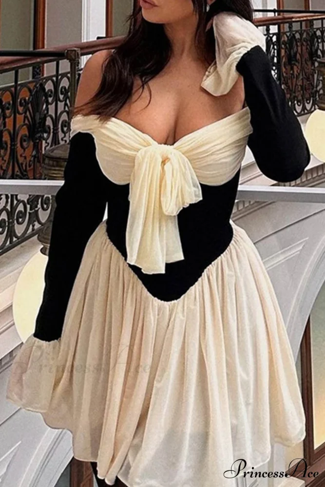 Off Shoulder Corset Dress with Bow - Image 2