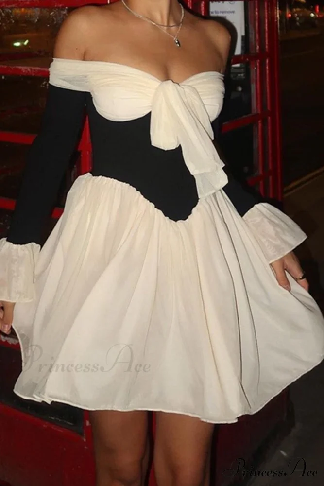 Off Shoulder Corset Dress with Bow - Image 5