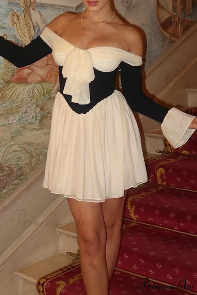 Off Shoulder Corset Dress with Bow - Image 6
