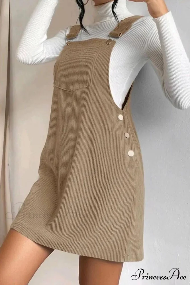 Button Strap Corduroy Dress - Image 2