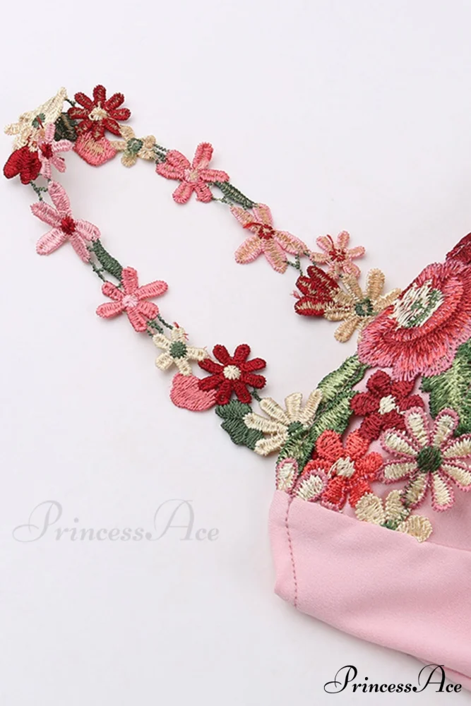 Embroidered Floral Strappy Dress - Image 10