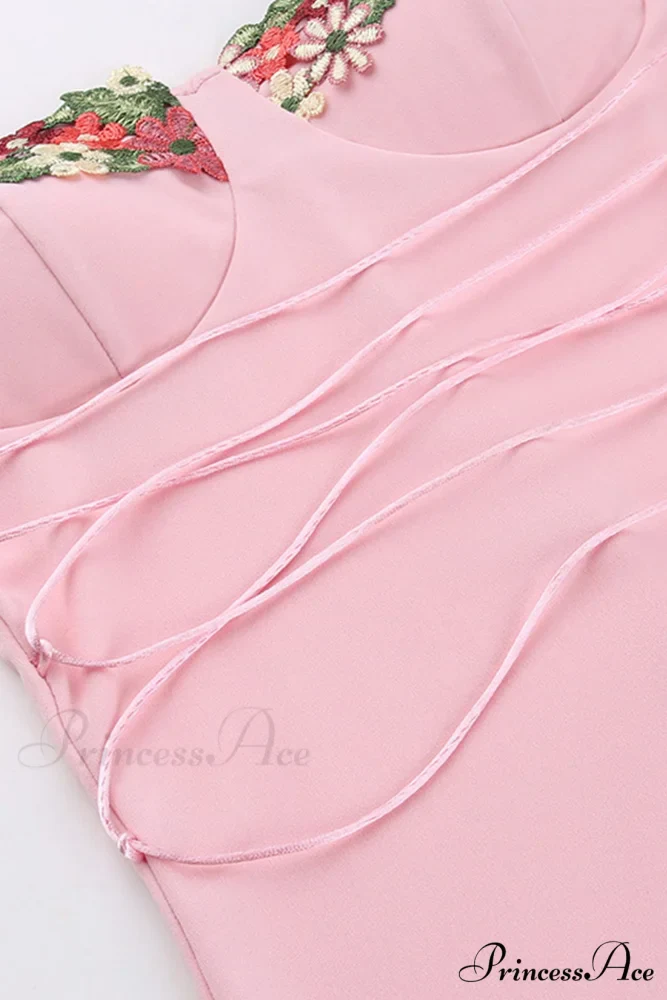 Embroidered Floral Strappy Dress - Image 11