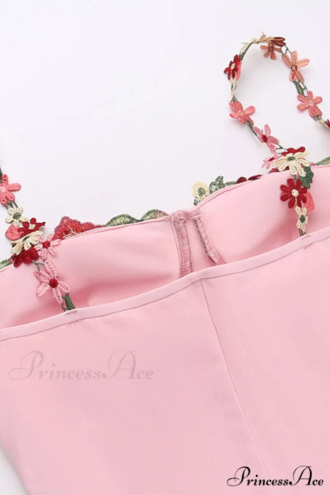 Embroidered Floral Strappy Dress - Image 13