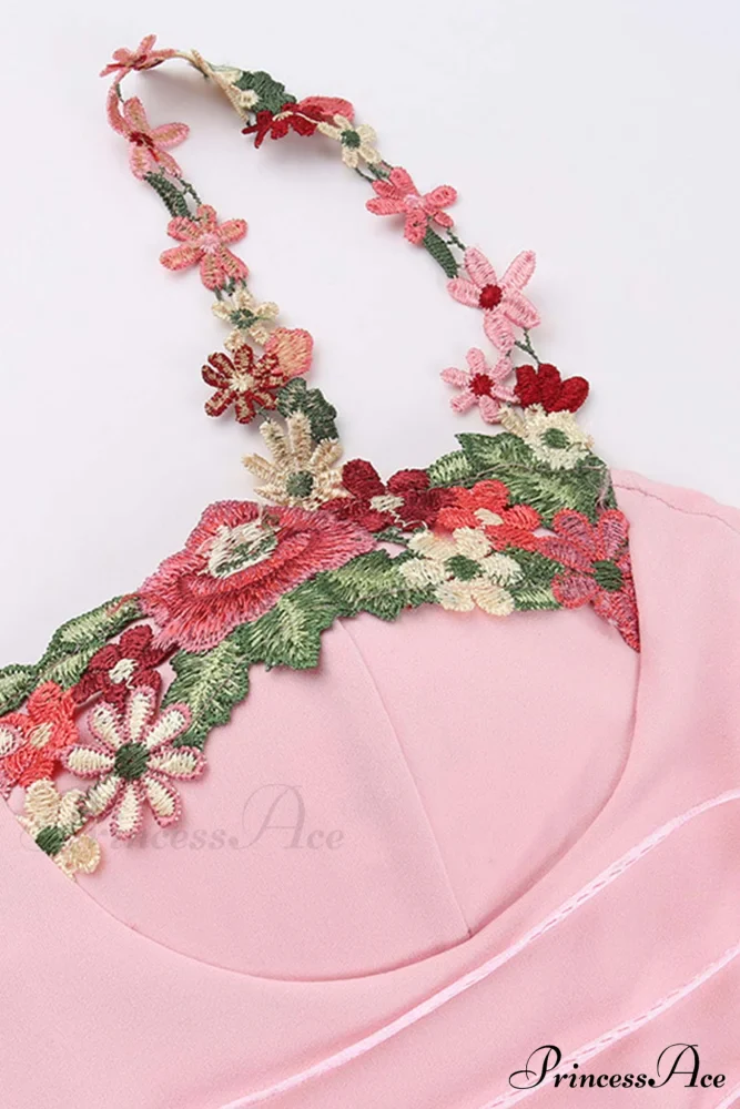 Embroidered Floral Strappy Dress - Image 9