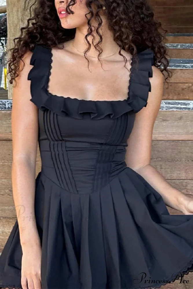 Square Neck Lace Mini Dress - Image 2