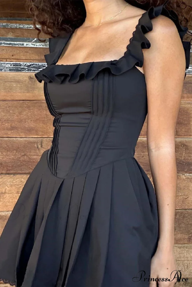Square Neck Lace Mini Dress - Image 3