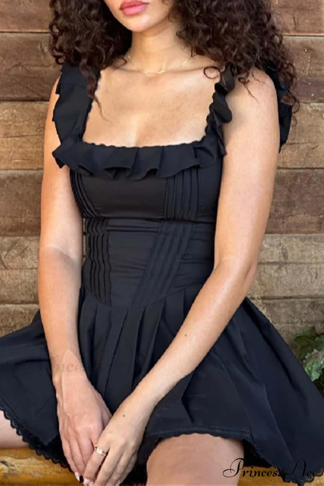 Square Neck Lace Mini Dress - Image 5