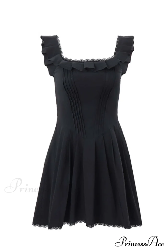 Square Neck Lace Mini Dress - Image 6