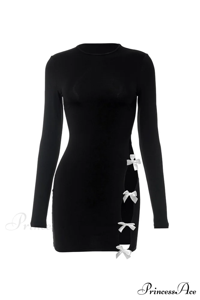 Cut Out Pack Hip Dress with Bow - Image 4