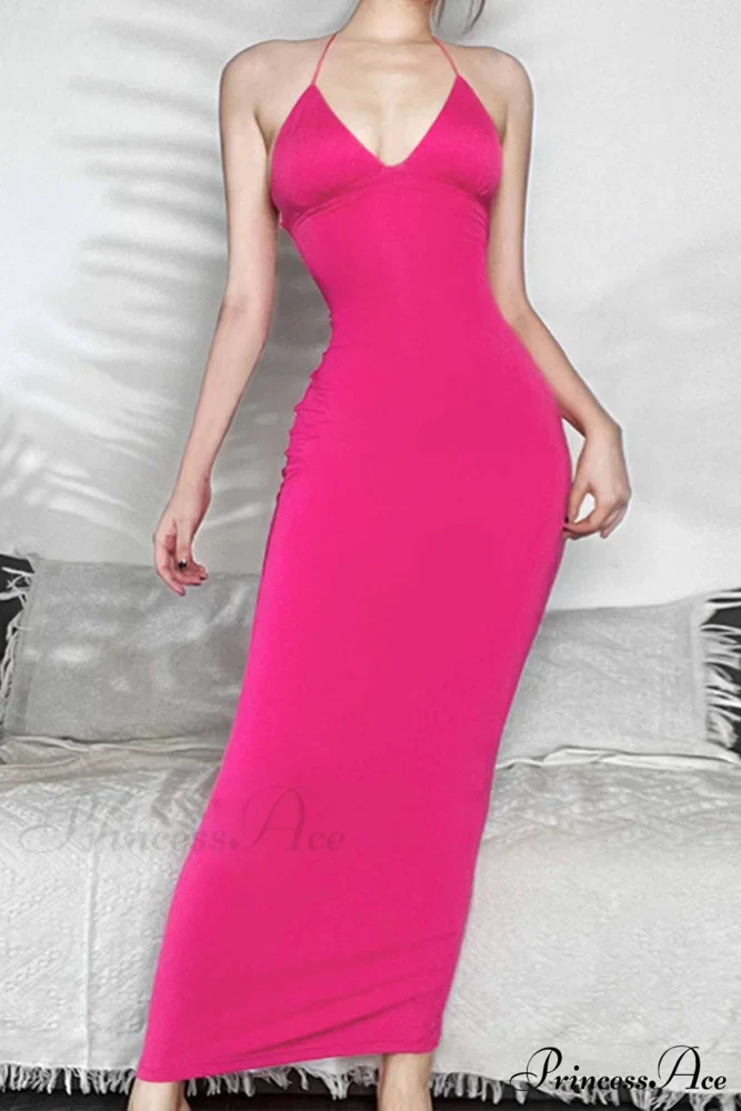 Butterfly Backless Midi Dress with Halterneck - Image 19