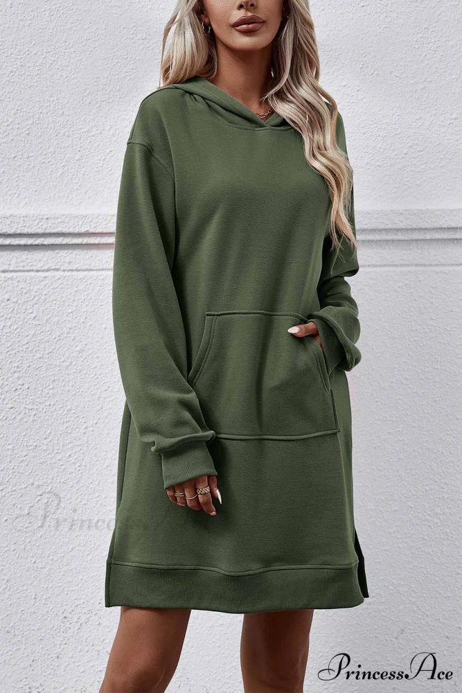 Midi Hoodie Dress with Pocket Slit - Image 11