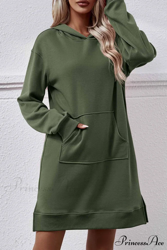 Midi Hoodie Dress with Pocket Slit - Image 12
